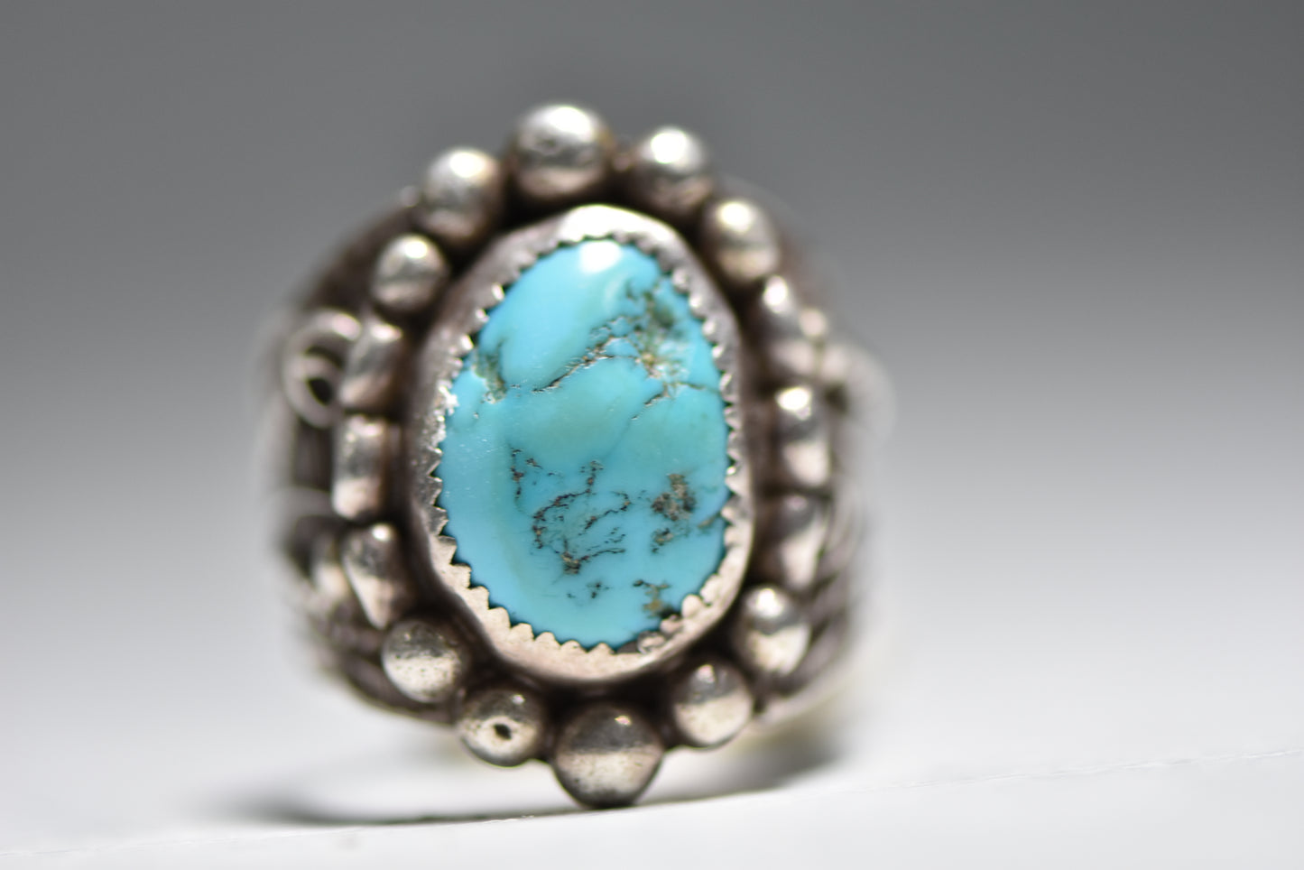 Turquoise ring Navajo  tribal southwest sterling silver men  Size 10.25