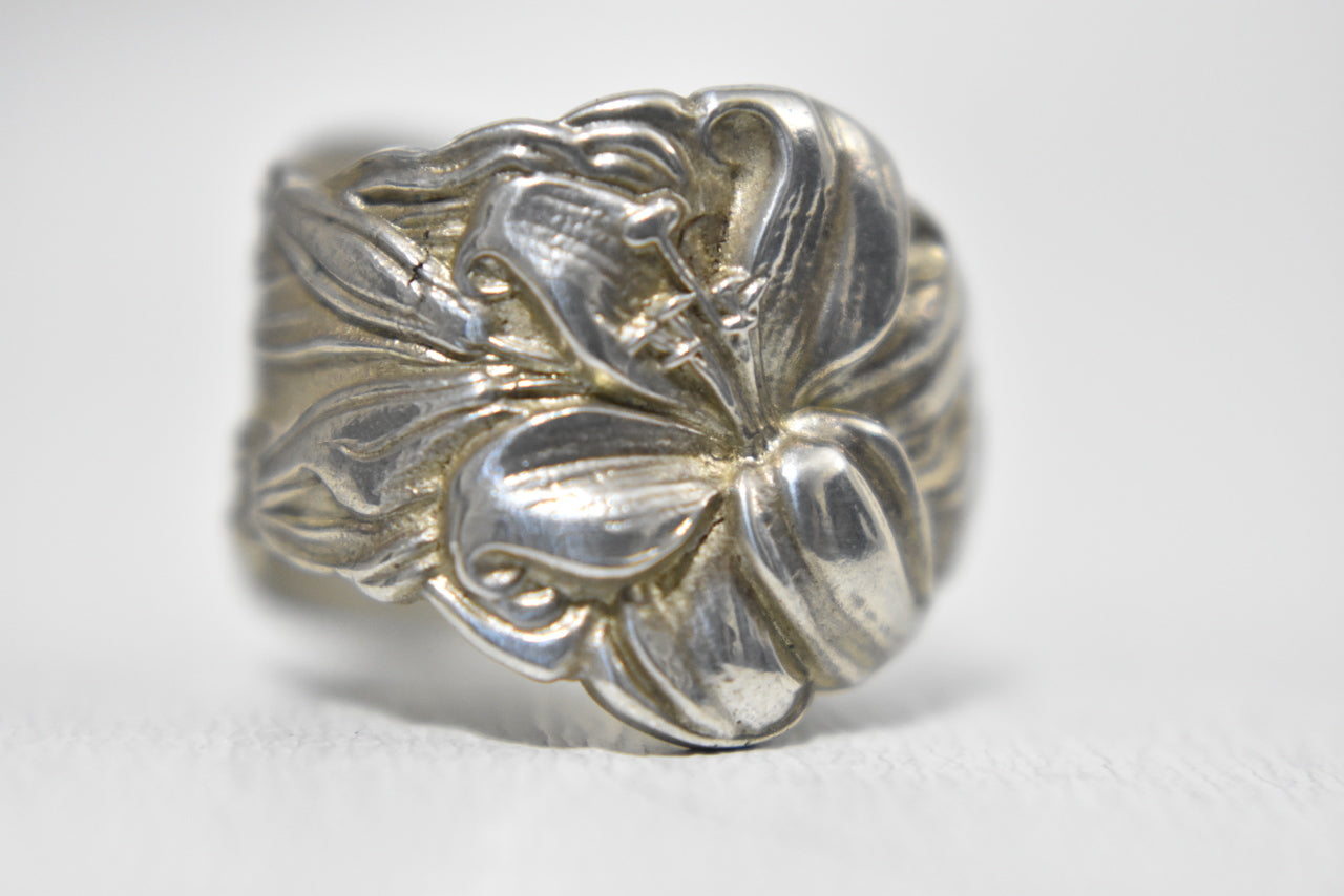 Vintage Spoon Ring Floral Flower Boho Pinky Size 4.25