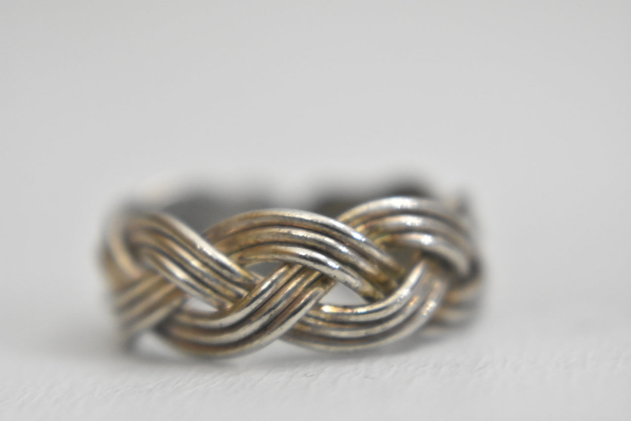 Rope ring  braided band pinky sterling silver women girls  Size 5.25