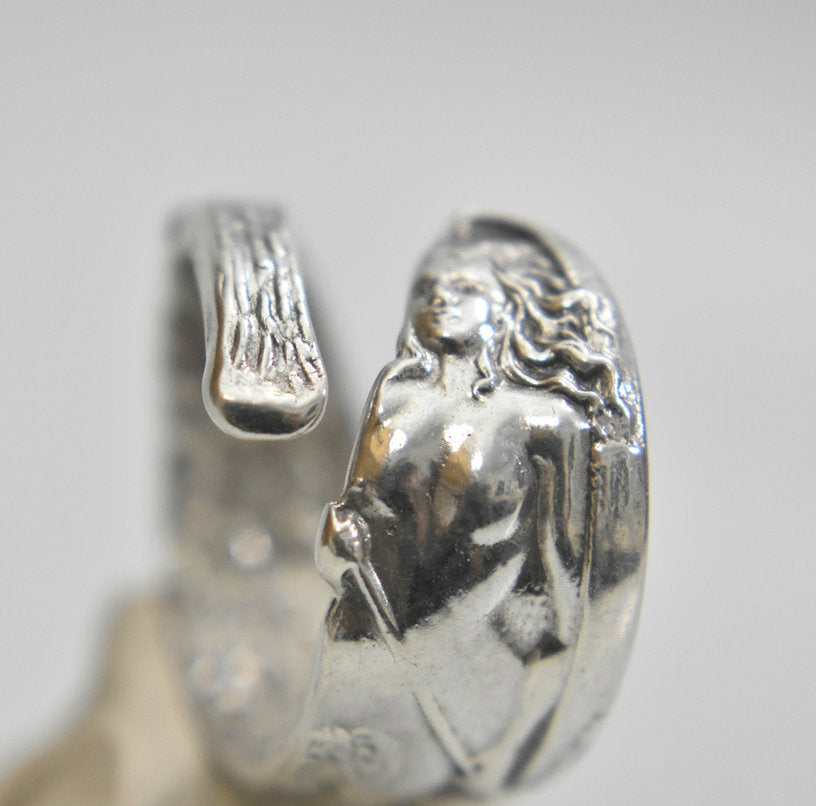 Nude lady spoon ring canoe paddle waves   Size 7.25