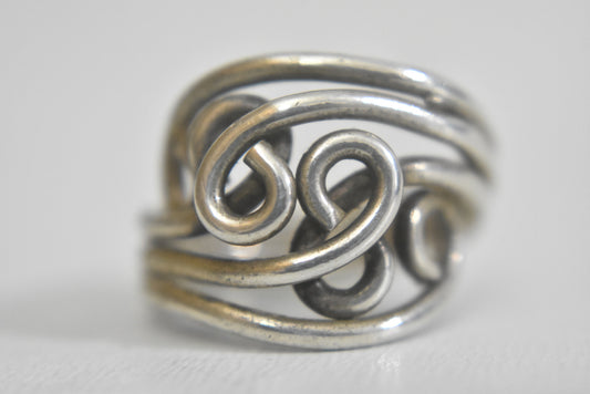 wire wrap ring Mexican band sterling silver BoHo women   Size 6