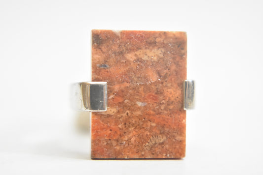 sponge coral ring boho handmade vintage sterling silver  women Size 5.75