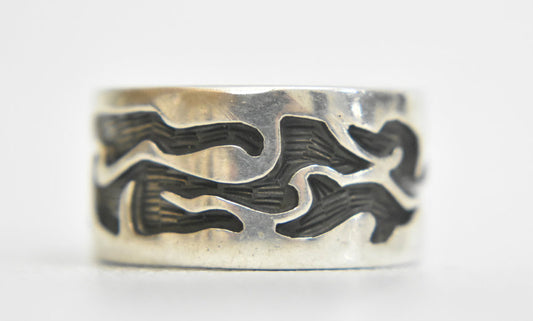 Wave Ring Sterling SIlver Abstract Band Size 8
