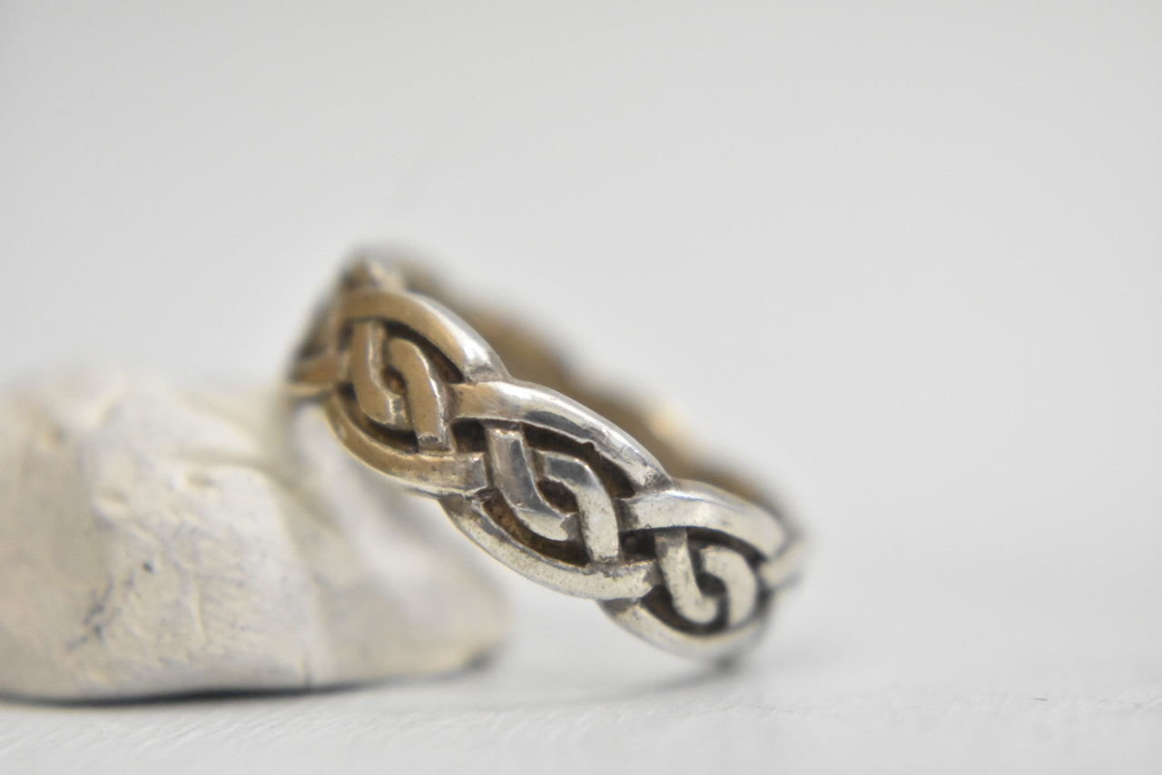 Celtic Rope ring size 5.75 braided pinky band sterling silver  biker women girls