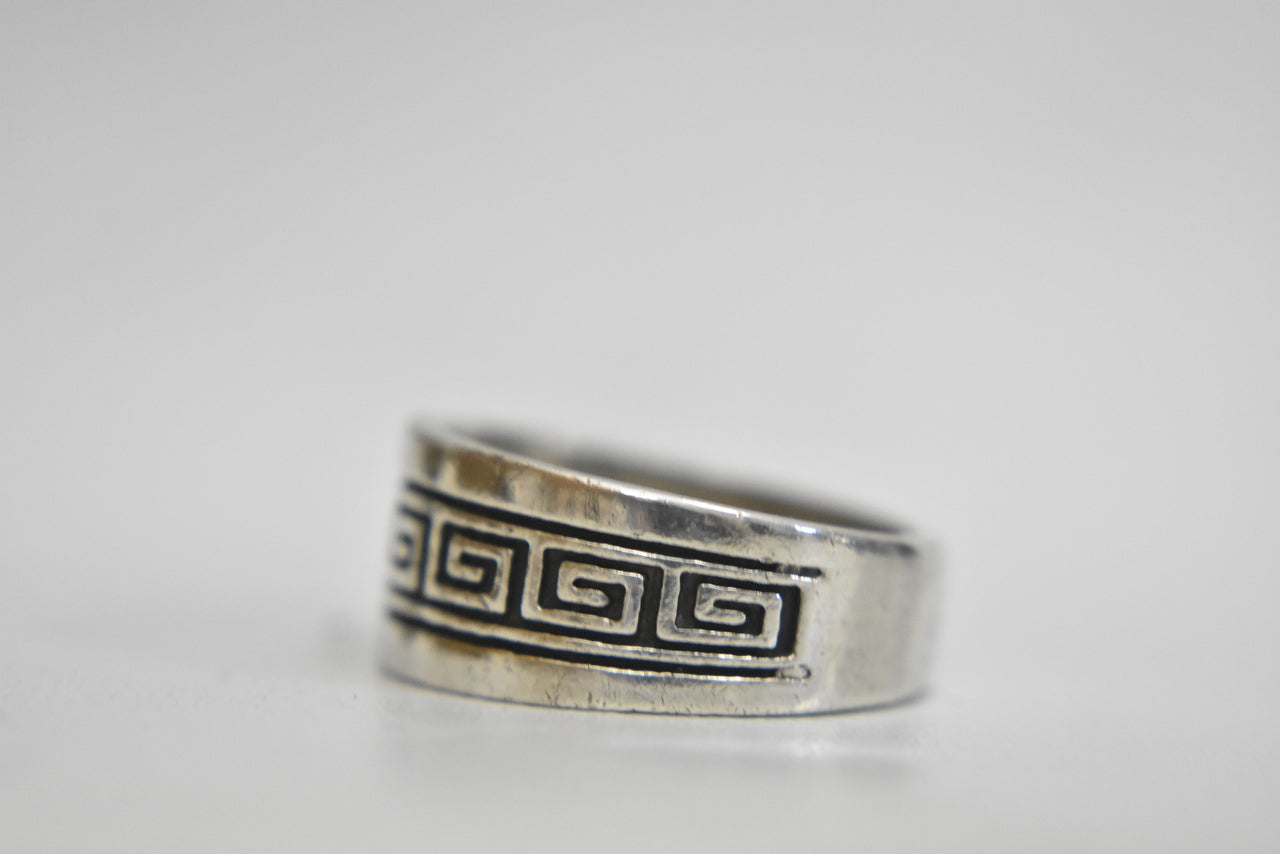 Greek Key ring rope band sterling silver thumb wedding men Mexico Size 9.75