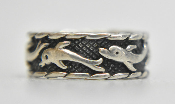 Dolphin Ring Sterling Silver Band Pinky Girls Size 5.75