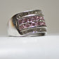 Pink Ice ring crystal cocktail band sterling silver women Size 7