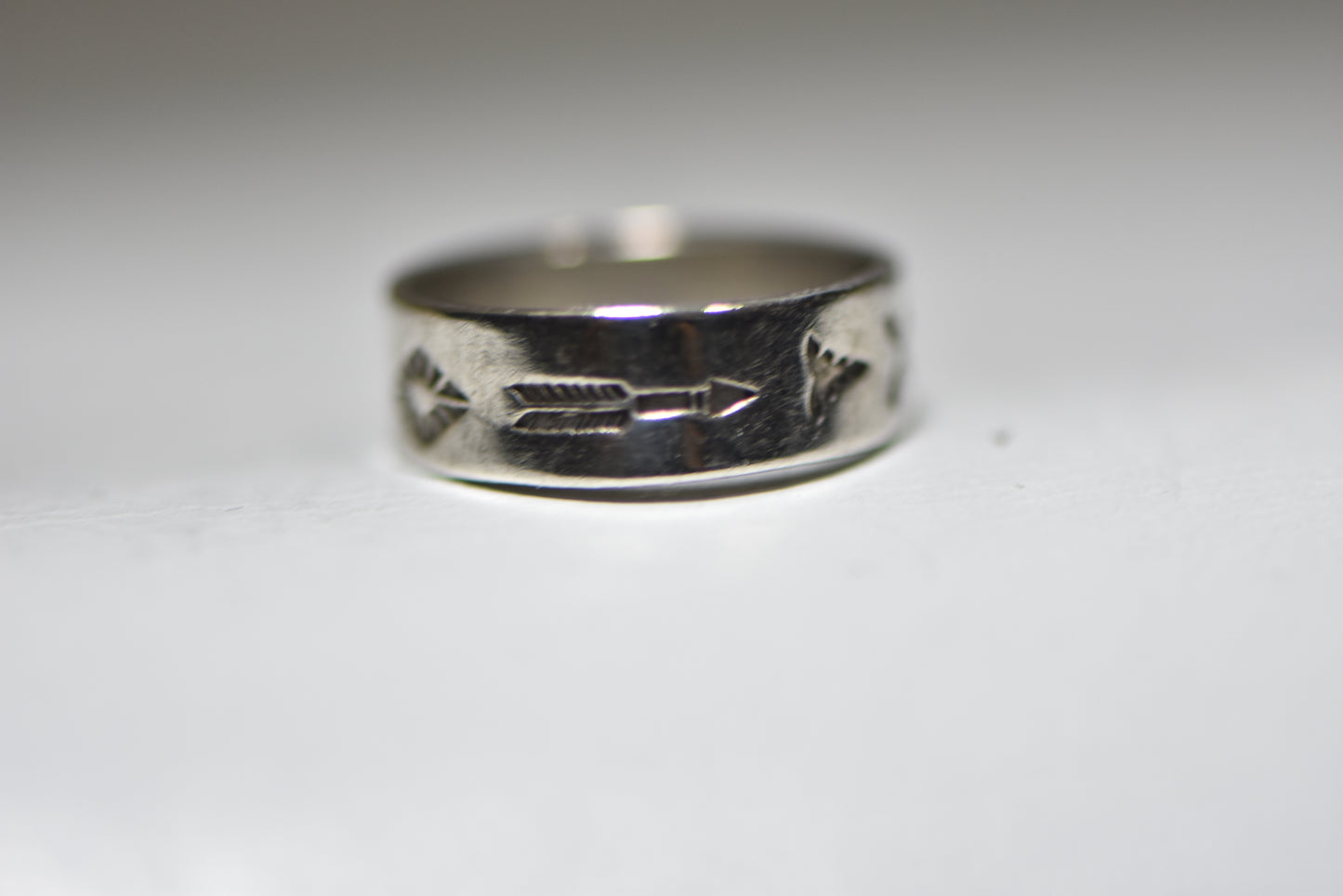 Arrow ring southwest etched band Bell trading sterling silver women girls