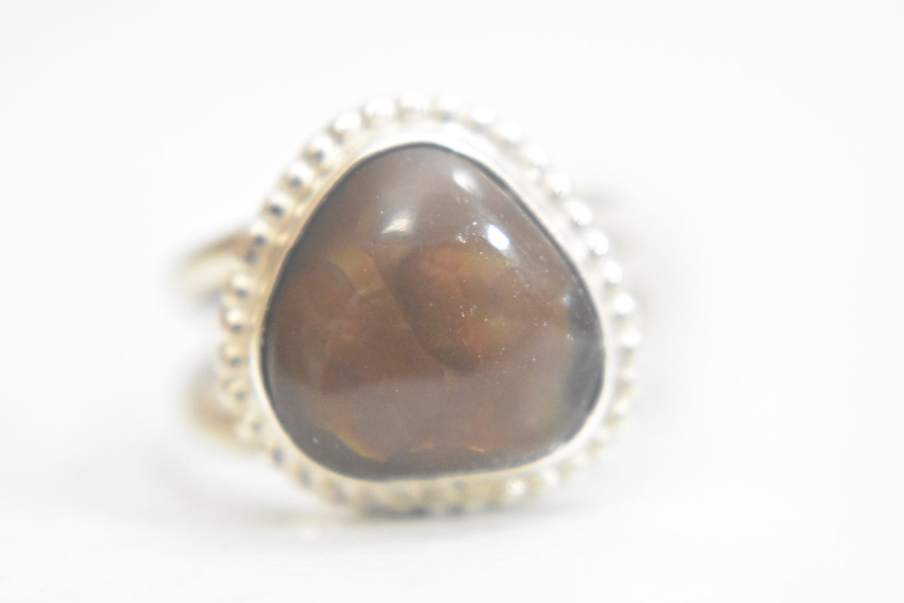 fire agate ring southwest handmade vintage sterling silver  women Size 8.25