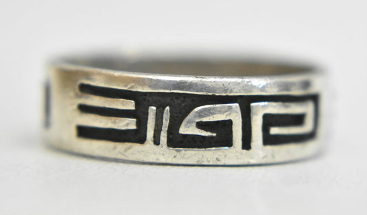 Tribal southwest ring  band sterling silver thumb wedding men  Size   12.50