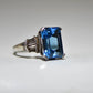Blue Ice ring vintage crystal cocktail sterling silver women Size 6.50