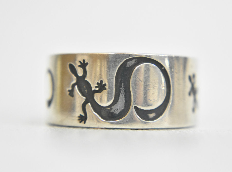Lizard Ring Gecko Band Sterling Silver Mexico Size 12.25