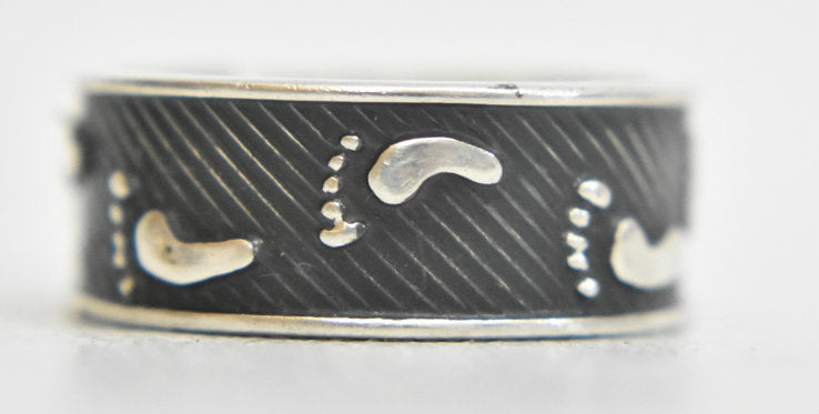 Footprints Ring Foot Band Thumb Sterling Silver  Size 9.5