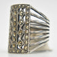 Long Marcasite Ring Art Deco Sterling Silver Knuckle Size 6.75