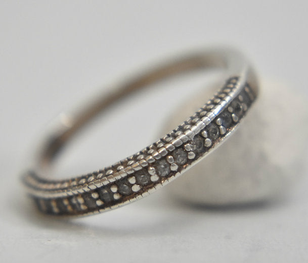 eternity ring stacker vintage cocktail women sterling silver Size  7.75