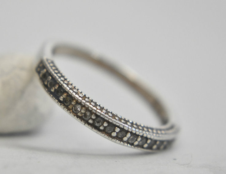 eternity ring stacker vintage cocktail women sterling silver Size  7.75