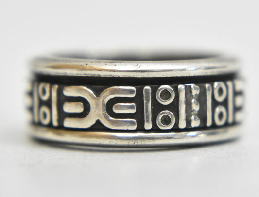 spinner ring tribal southwest band sterling silver pinky women Size 5.75
