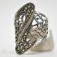 Long Marcasite Ring Sterling Silver Cigar Band Size 6.50
