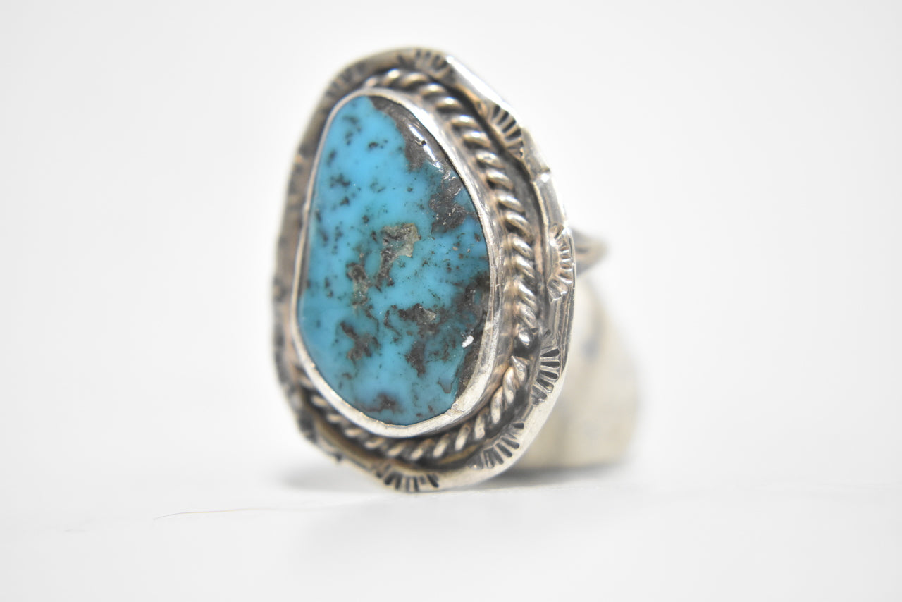 Navajo Turquoise Ring Sterling Silver Southwest Women Size 9.50