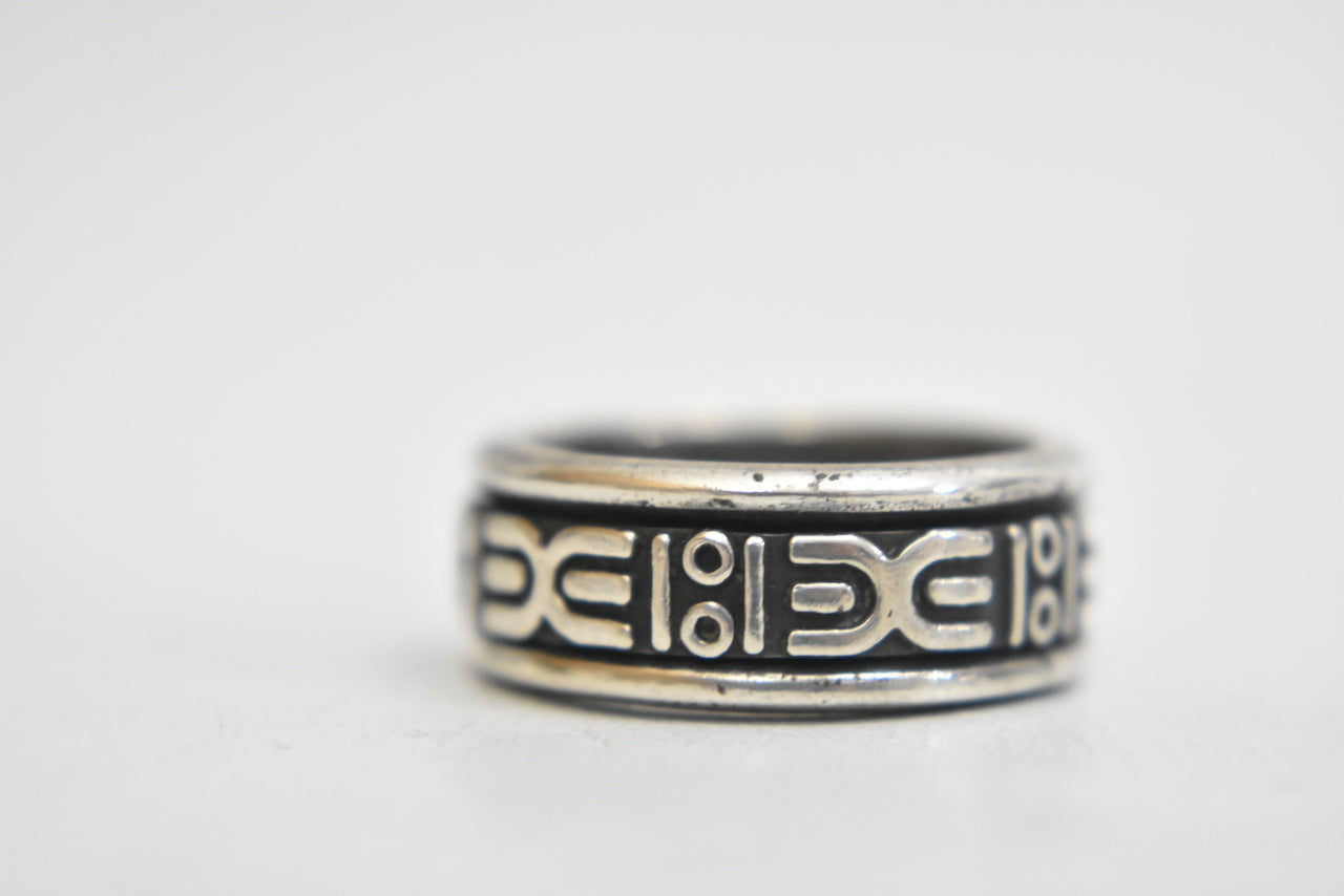 spinner ring tribal southwest band sterling silver pinky women Size 5.75