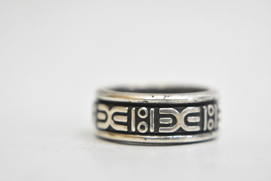 spinner ring tribal southwest band sterling silver pinky women Size 5.75