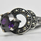 Amethyst Ring Marcasites Sterling Silver Size 6.75