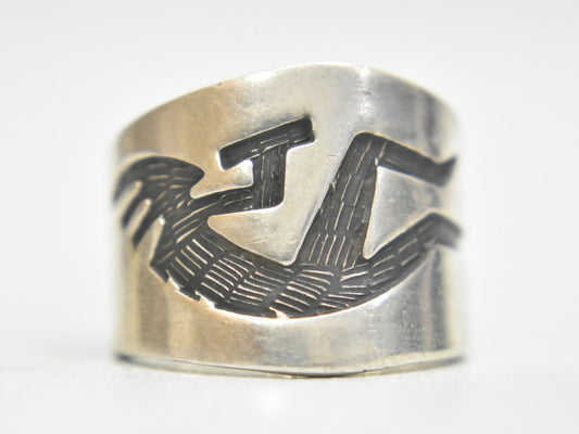 Kokopelli Ring Fertility Band Sterling Silver Mexico Size