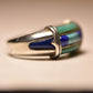 Turquoise ring Pollack blue lapis band Navajo sterling silver women men