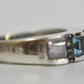 Crystal ring blue yellow green and clear band cocktail sterling silver Marcasites  Size  7.50