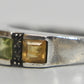 Crystal ring blue yellow green and clear band cocktail sterling silver Marcasites  Size  7.50