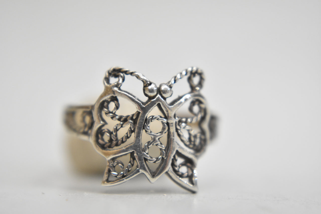 Butterfly ring   Size  7.75 sterling silver band