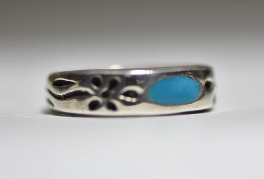 turquoise ring flower band southwest sterling silver women girls