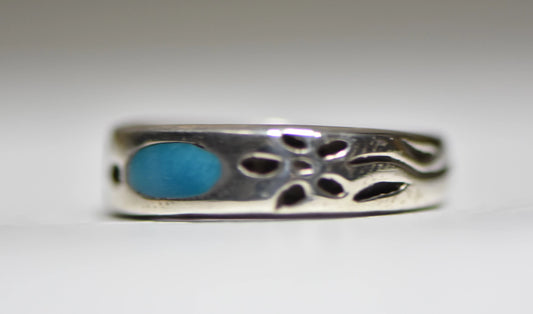 turquoise ring flower band southwest sterling silver women girls