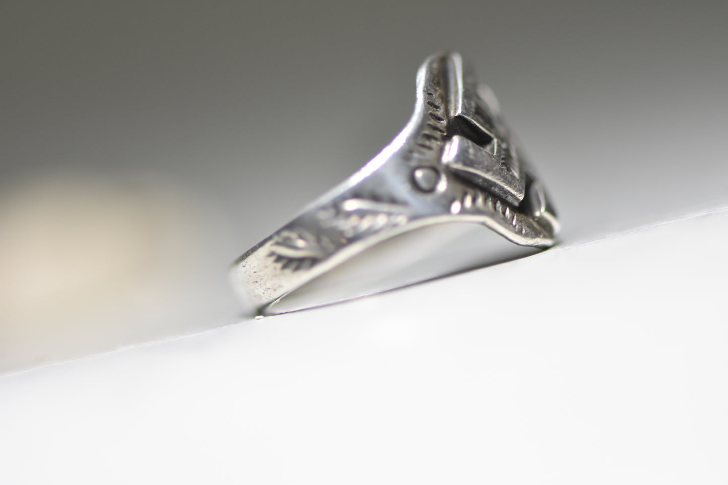Whirling Logs ring Navajo pinky band southwest sterling silver women