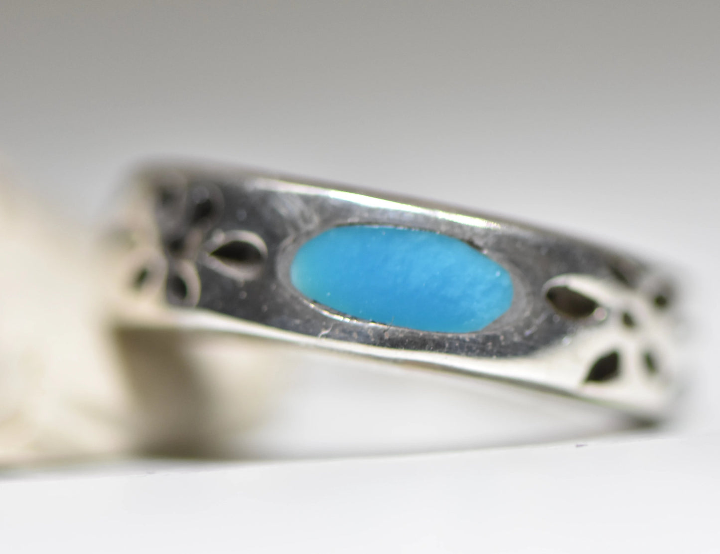 turquoise ring flower band southwest sterling silver women girls