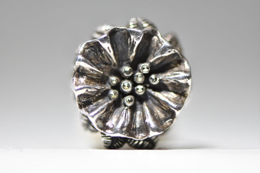 flower ring marcasites vintage sterling silver women