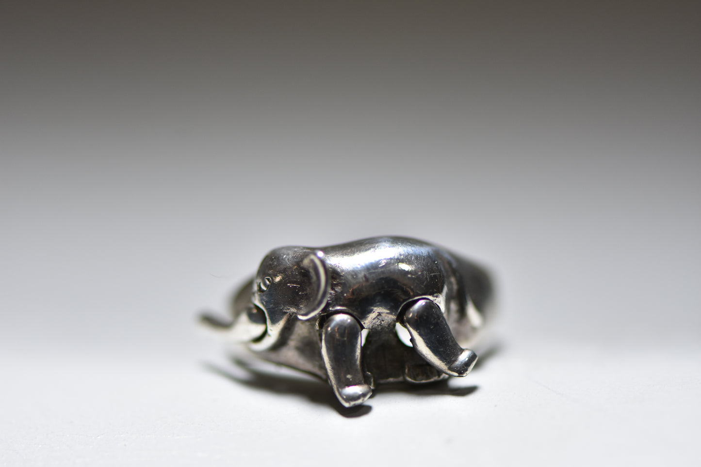 Elephant Ring moving elephant band sterling silver women