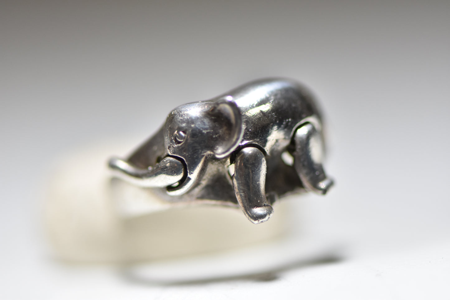 Elephant Ring moving elephant band sterling silver women