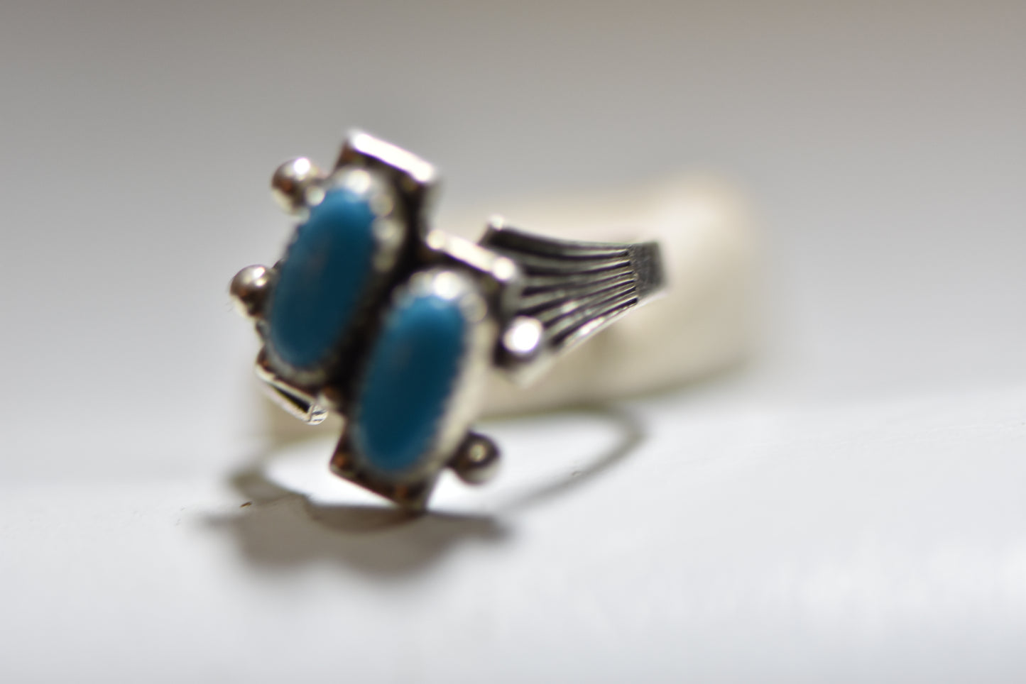 Zuni ring turquoise petite point pinky baby women girls sterling silver