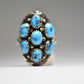 Zuni ring long turquoise dome petite point southwest sterling silver women