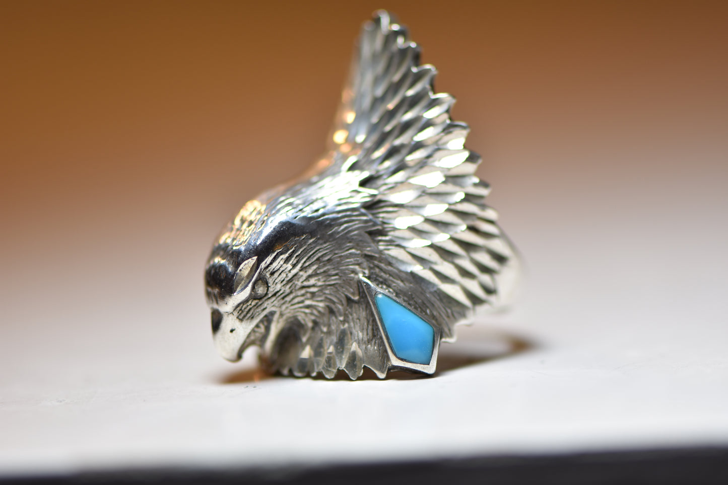 Eagle ring Turquoise tribal southwest women men sterling silver