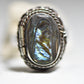Poison ring Abalone vintage southwest tribal Sterling Silver women