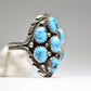 Zuni ring long turquoise dome petite point southwest sterling silver women