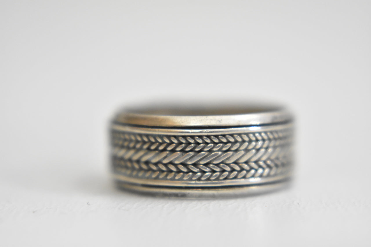spinner ring braided rope band sterling silver boys girls women size 5.75