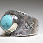 Turquoise ring cigar band southwest arrows sterling silver women men