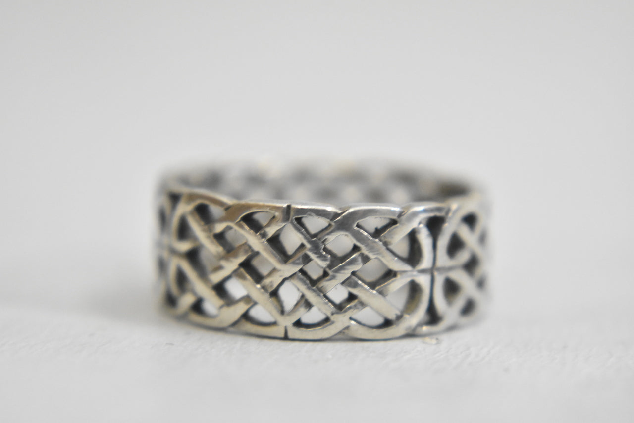 Celtic ring Irish knots woven thumb band sterling silver women  Size 9.75