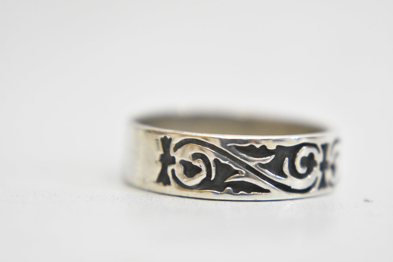 scrollwork ring floral thumb band sterling silver women   Size   9