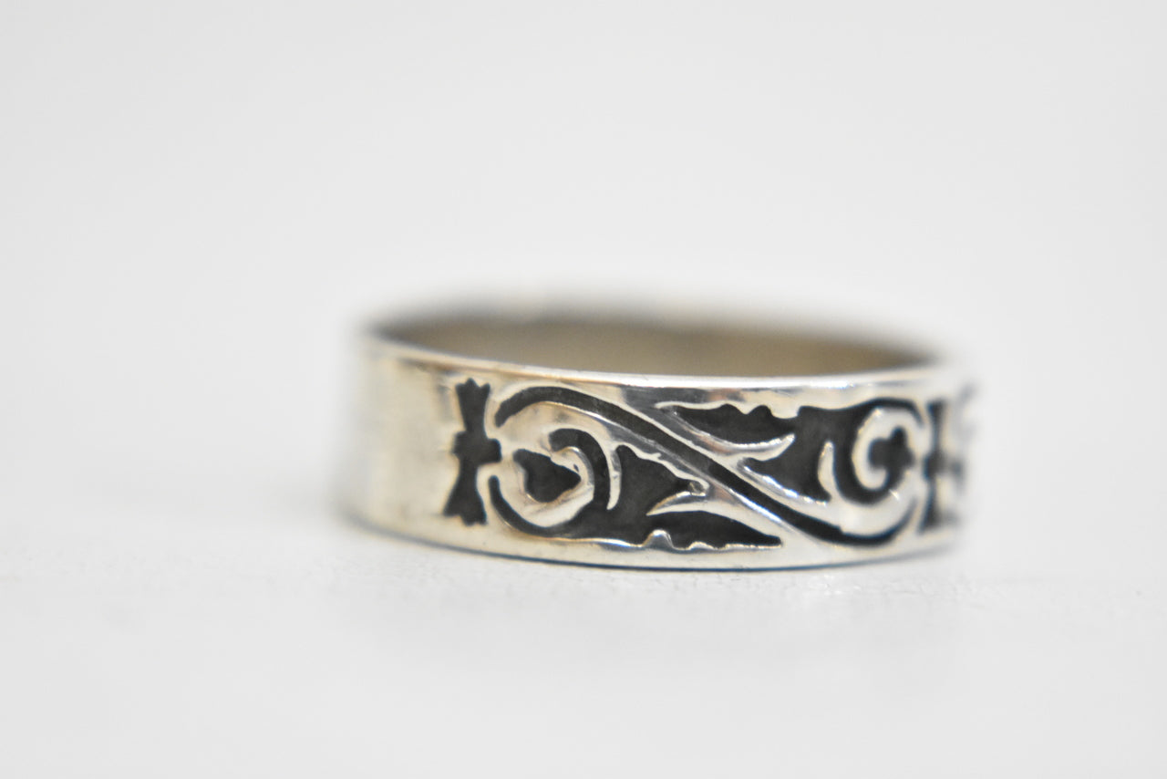 scrollwork ring floral thumb band sterling silver women   Size   9