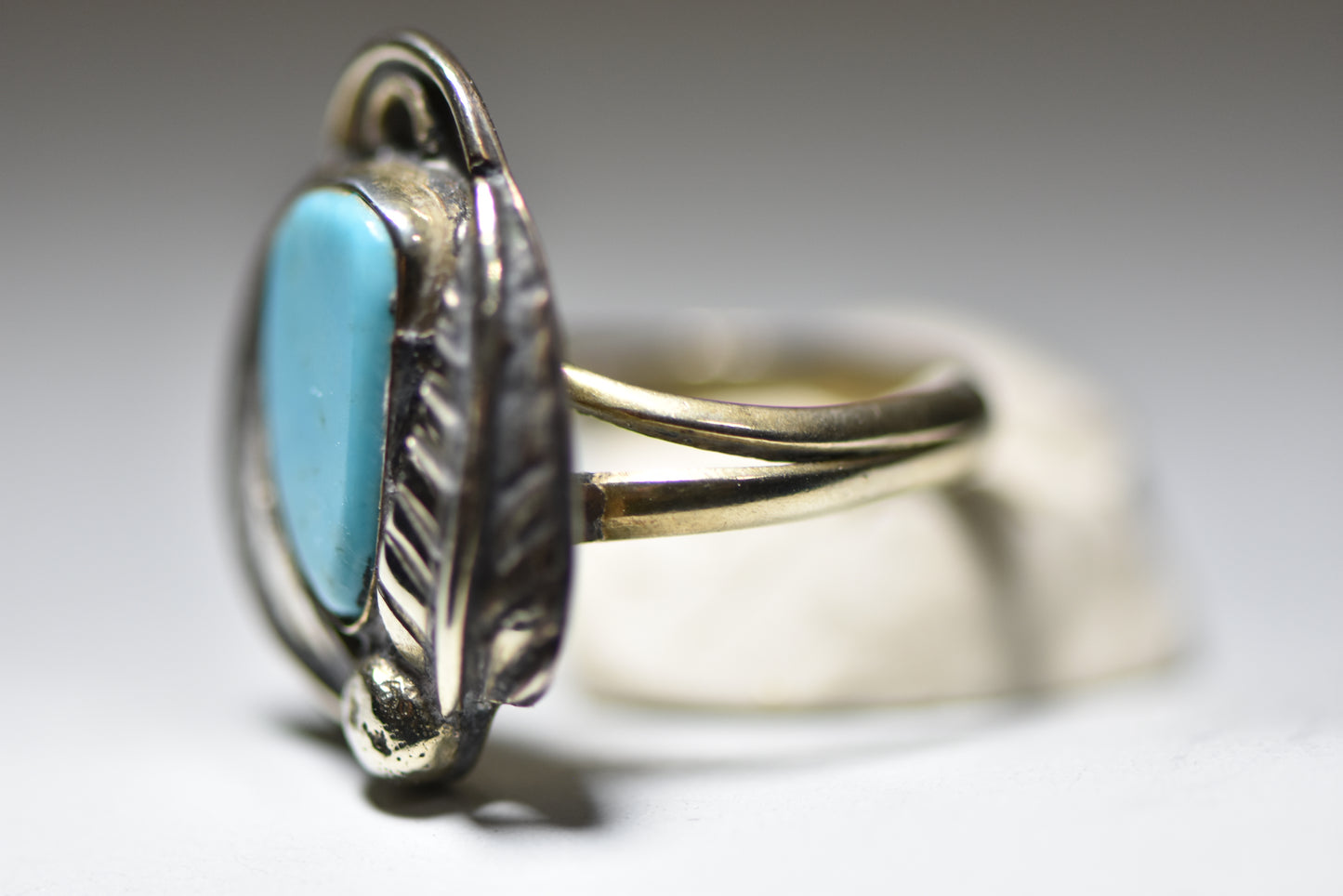 Turquoise Ring Navajo southwest feathers girls women sterling silver