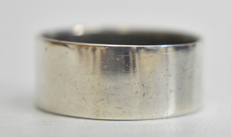 wedding ring flat plain band men sterling silver   Size  12